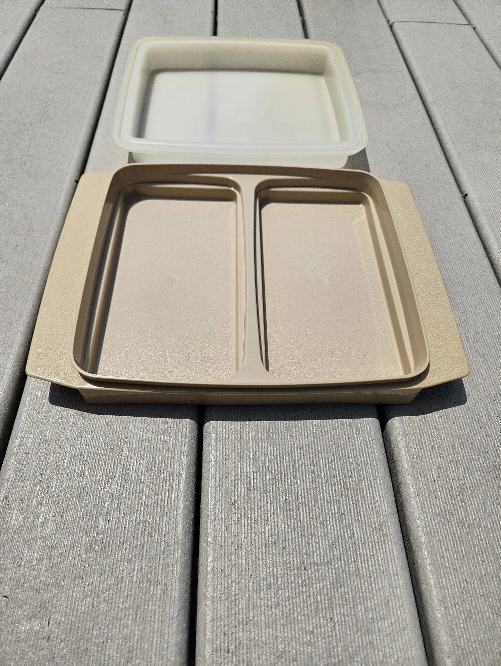 Vtg Tupperware 723 Deviled Egg Taker Carrier Replacement Part Tan Almond No Tray